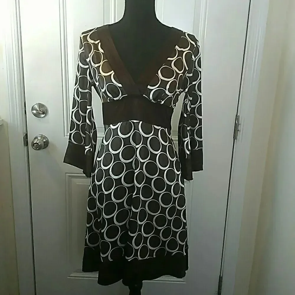 (3/$20) Speechless Brown printed dress with attached sash